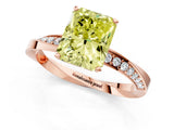Rose gold Fancy Yellow Radiant Cut Diamond Engagement Ring with Side Stone Accents and Four-Prong Setting_85