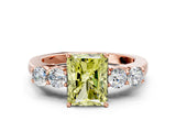 Rose gold Fancy Yellow Radiant  Cut Diamond Five-Stone Prong Set White Gold Ring_32