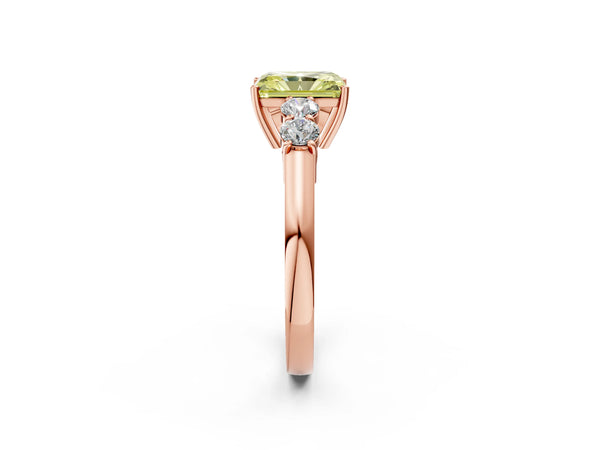 Rose gold Fancy Yellow Radiant  Cut Diamond Five-Stone Prong Set White Gold Ring