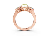 Rose gold Fancy Yellow Radiant  Cut Diamond Five-Stone Prong Set White Gold Ring_35