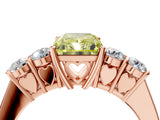 Rose gold Fancy Yellow Radiant  Cut Diamond Five-Stone Prong Set White Gold Ring_36