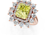 Rose gold Fancy Yellow Radiant Cut Diamond Floral Double Halo Engagement Ring with Prong Setting_25