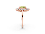 Rose gold Fancy Yellow Radiant Cut Diamond Floral Double Halo Engagement Ring with Prong Setting_26