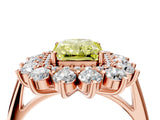 Rose gold Fancy Yellow Radiant Cut Diamond Floral Double Halo Engagement Ring with Prong Setting_28