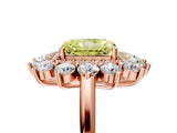 Rose gold Fancy Yellow Radiant Cut Diamond Floral Double Halo Engagement Ring with Prong Setting_29