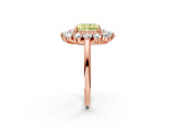 Rose gold Fancy Yellow Radiant Cut Diamond Floral Double Halo Engagement Ring with Prong Setting_62