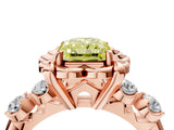 Rose gold Fancy Yellow Radiant  Cut Diamond Floral Halo Engagement Ring with Shared Prong Setting 5