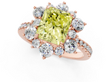 Rose gold Fancy Yellow Radiant  Cut Diamond Floral Halo Pave Band with Prong Setting_37
