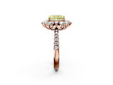Rose gold Fancy Yellow Radiant  Cut Diamond Floral Halo Pave Band with Prong Setting_38