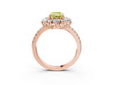 Rose gold Fancy Yellow Radiant  Cut Diamond Floral Halo Pave Band with Prong Setting_39