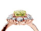 Rose gold Fancy Yellow Radiant  Cut Diamond Floral Halo Pave Band with Prong Setting_40