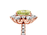Rose gold Fancy Yellow Radiant  Cut Diamond Floral Halo Pave Band with Prong Setting_41