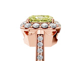 Rose gold Fancy Yellow Radiant Cut Diamond Floral Halo Ring with Pavé Band and Prong Setting_8