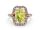 Rose gold Fancy Yellow Radiant Cut Diamond Floral Halo Split Shank Prong Setting Ring