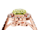 Rose gold Fancy Yellow Radiant Cut Diamond Floral Halo Split Shank Prong Setting Ring_4