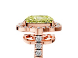 Rose gold Fancy Yellow Radiant Cut Diamond Floral Halo Split Shank Prong Setting Ring_5