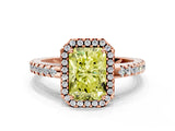 Rose gold Fancy Yellow Radiant Cut Diamond Halo Engagement Ring with Pavé Band and Prong Setting_27