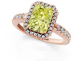 Rose gold Fancy Yellow Radiant Cut Diamond Halo Engagement Ring with Pavé Band and Prong Setting_28