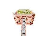 Rose gold Fancy Yellow Radiant Cut Diamond Halo Engagement Ring with Pavé Band and Prong Setting_32