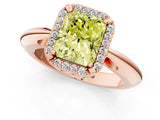Rose gold Fancy Yellow Radiant  Cut Diamond Halo Engagement Ring with Split Shank and Four-Prong Setting_90