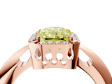 Rose gold Fancy Yellow Radiant  Cut Diamond Halo Engagement Ring with Split Shank and Four-Prong Setting_93
