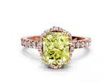 Rose gold Fancy Yellow Radiant Cut Diamond Halo Pave Band with Four-Prong Setting_3