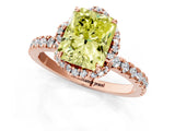 Rose gold Fancy Yellow Radiant Cut Diamond Halo Pave Band with Four-Prong Setting_4