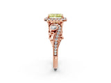 Rose gold Fancy Yellow Radiant Cut Diamond Halo Ring with Milgrain Pavé Band and Four-Prong Setting_55