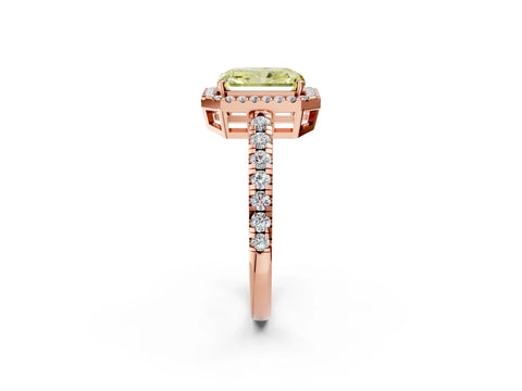 Rose gold Fancy Yellow Radiant Cut Diamond Halo Ring with Pavé Band and Four-Prong Setting_2