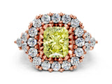 Rose gold Fancy Yellow Radiant Cut Diamond Halo Ring with Pavé Band and Four-Prong Setting_40