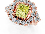 Rose gold Fancy Yellow Radiant Cut Diamond Halo Ring with Pavé Band and Four-Prong Setting_41