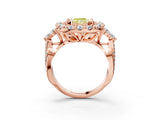 Rose gold Fancy Yellow Radiant Cut Diamond Halo Ring with Pavé Band and Four-Prong Setting_43
