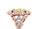 Rose gold Fancy Yellow Radiant Cut Diamond Halo Ring with Pavé Band and Four-Prong Setting_45