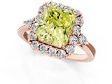 Rose gold Fancy Yellow Radiant Cut Diamond Halo Ring with Pear Side Stones and Prong Setting_64