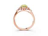 Rose gold Fancy Yellow Radiant Cut Diamond Halo Ring with Pear Side Stones and Prong Setting_66