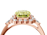 Rose gold Fancy Yellow Radiant Cut Diamond Halo Ring with Pear Side Stones and Prong Setting_67