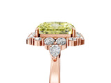 Rose gold Fancy Yellow Radiant Cut Diamond Halo Ring with Pear Side Stones and Prong Setting_68