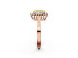 Rose gold Fancy Yellow Radiant  Cut Diamond Halo Ring with Round Brilliant Halo and Solitaire Band_90