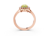 Rose gold Fancy Yellow Radiant  Cut Diamond Halo Ring with Round Brilliant Halo and Solitaire Band_91