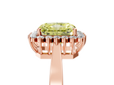 Rose gold Fancy Yellow Radiant  Cut Diamond Halo Ring with Round Brilliant Halo and Solitaire Band_93