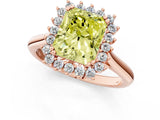 Rose gold Fancy Yellow Radiant  Cut Diamond Halo Ring with Solitaire Band and Prong Setting_54