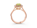 Rose gold Fancy Yellow Radiant  Cut Diamond Halo Ring with Solitaire Band and Prong Setting_56