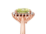 Rose gold Fancy Yellow Radiant  Cut Diamond Halo Ring with Solitaire Band and Prong Setting_58