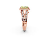 Rose gold Fancy Yellow Radiant Cut Diamond Halo Ring with Split Shank Pavé Band and Four-Prong Setting_2