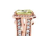 Rose gold Fancy Yellow Radiant Cut Diamond Halo Ring with Split Shank Pavé Band and Four-Prong Setting_5