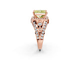 Rose gold Fancy Yellow Radiant Cut Diamond Halo Ring with Split Shank and Bezel Accents and Four-Prong Setting_2