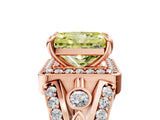 Rose gold Fancy Yellow Radiant Cut Diamond Halo Ring with Split Shank and Bezel Accents and Four-Prong Setting_5