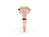 Rose gold Fancy Yellow Radiant Cut Diamond Halo Ring with Split Shank and Bezel Accents and Prong Setting_2