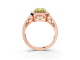 Rose gold Fancy Yellow Radiant Cut Diamond Halo Ring with Split Shank and Bezel Accents and Prong Setting_3
