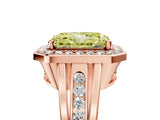 Rose gold Fancy Yellow Radiant Cut Diamond Halo Ring with Split Shank and Bezel Accents and Prong Setting_5